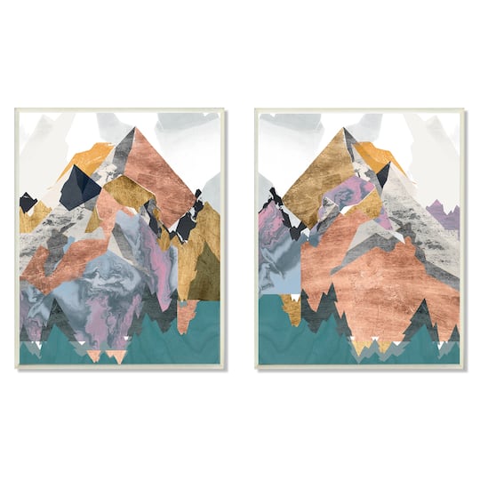 Stupell Industries Foil Collage Mountain Landscape Wall Plaque Set